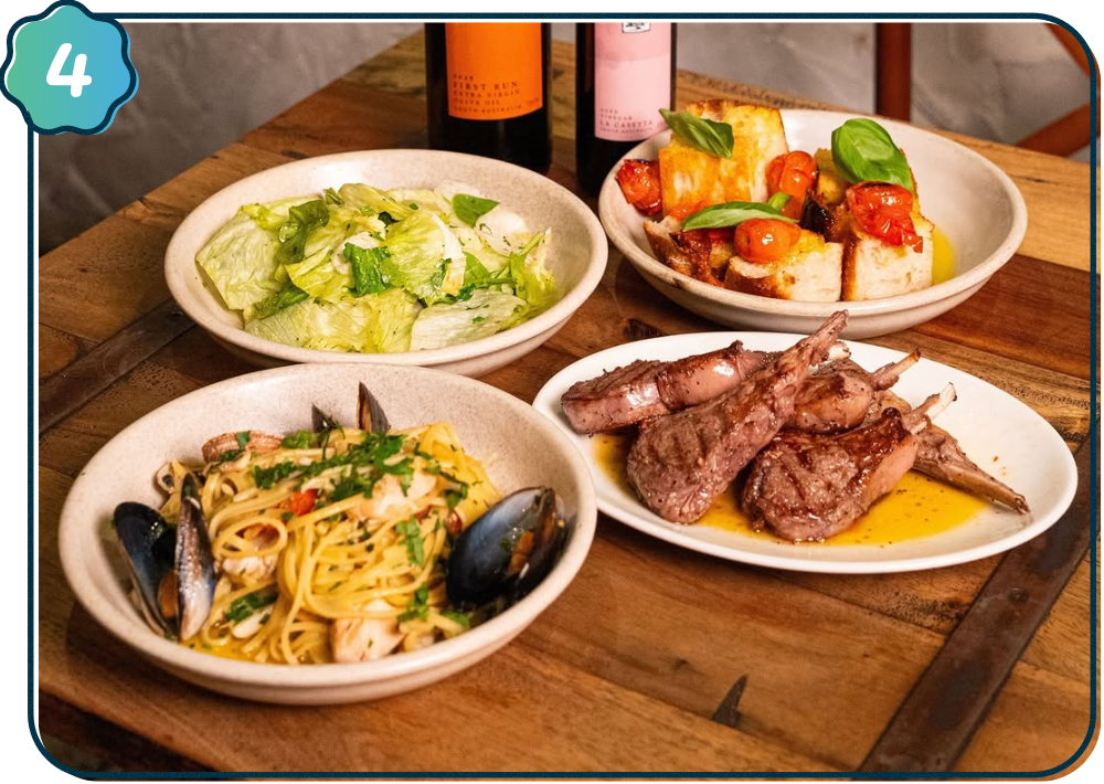 Table with four dishes