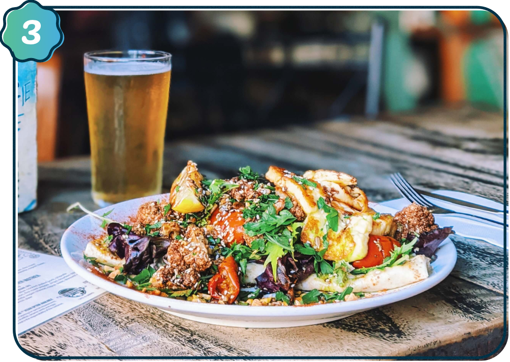 Plate with food and a drink