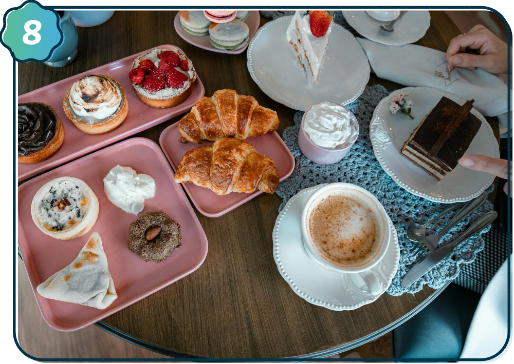 Table with bread and pastries